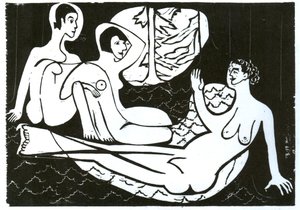 Tres desnudos en el bosque